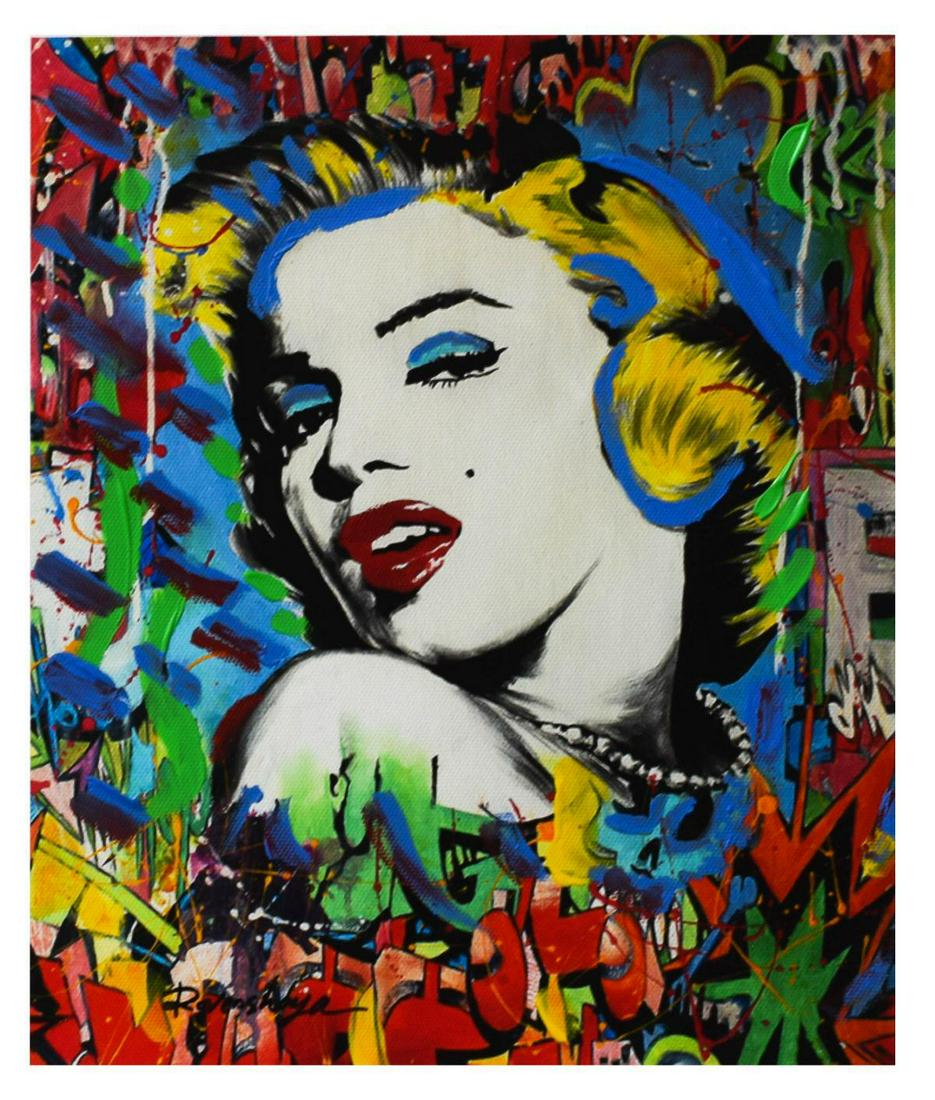 Nastya Rovenskaya- Mixed Media "Marilyn Monroe I": Artist: Nastya Rovenskaya. Medium: Mixed Media. Title: Marilyn Monroe I. Size (Unframed): 10" x 8". Certificate of Authenticity: From the publisher. Reference# 12295.