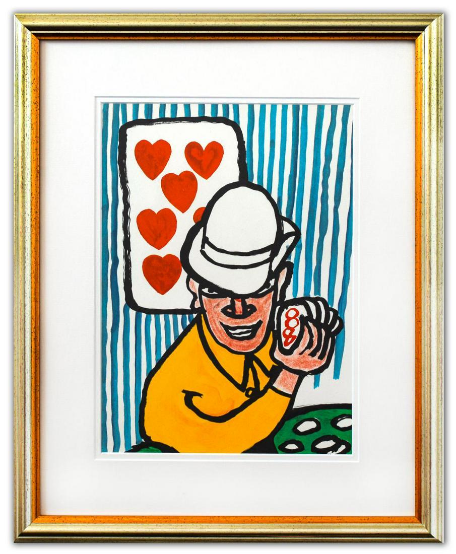 Alexander Calder- Lithograph "DLM212 - JOUEURS DE: Artist: Alexander Calder. Medium: Lithograph. Title: DLM212 - JOUEURS DE CARTES II. Size (Unframed): 15" x 11". Certificate of Authenticity: Is included. Additional: Custom framed. Reference# 15629.
