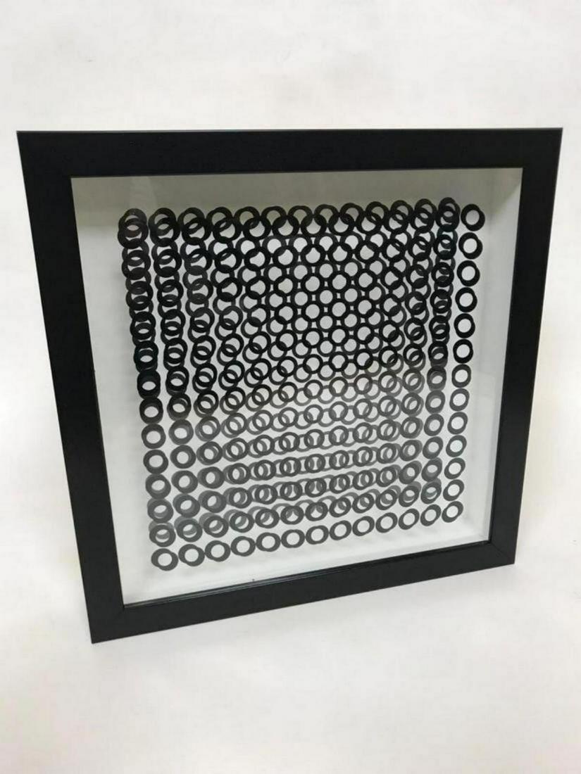 Victor Vasarely- 3D Wall Sculpture/object "Cinetiques": Artist: Victor Vasarely. Medium: 3D Wall Sculpture/object. Title: Cinetiques. Size (Unframed): . Size (Framed): 13" x 11". Certificate of Authenticity: Is included. Additional: Measures 11x13x2 inches