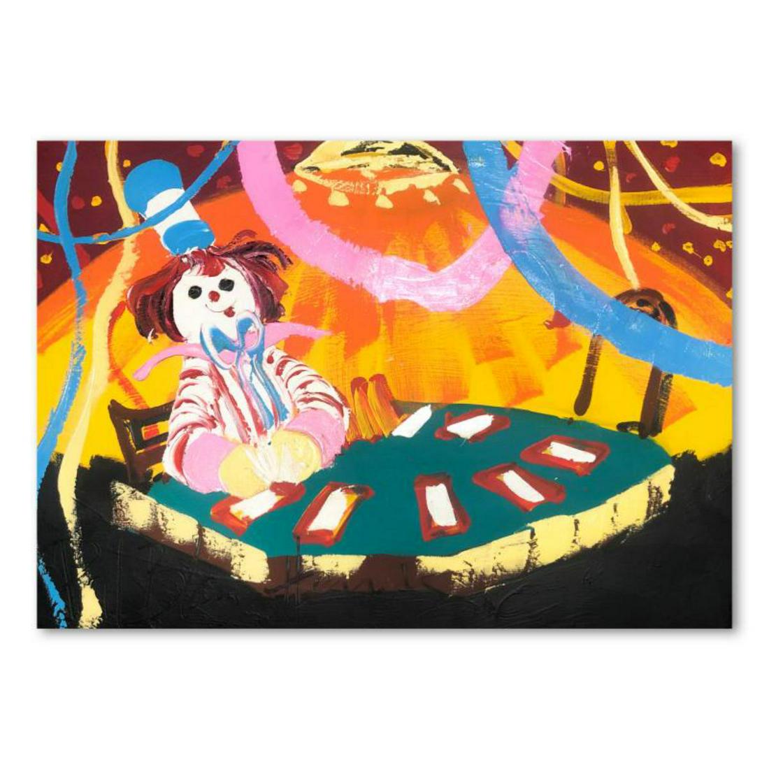 Paul Blaine Henrie (1932-1999), "Blackjack Beats 21": "Blackjack Beats 21" is an original oil painting on stretched canvas by Paul Blaine Henrie (1932-1999). The piece is hand signed by the artist and comes with a letter of authenticity. Please note that