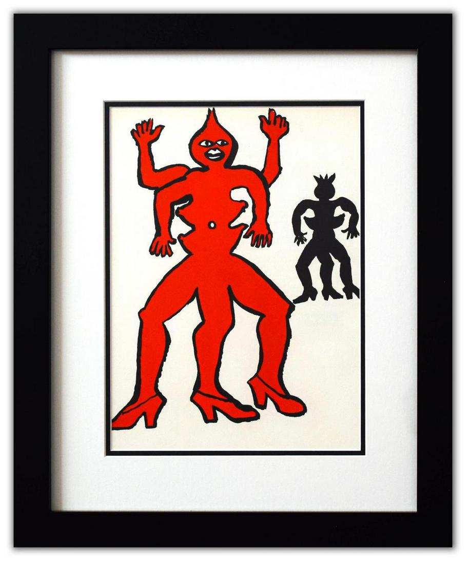 Alexander Calder- Lithograph "DLM212 - Une famille de: Artist: Alexander Calder. Medium: Lithograph. Title: DLM212 - Une famille de la-bas II. Size (Unframed): 15" x 11". Size (Framed): 25" x 20". Certificate of Authenticity: Is included. Additional: Year