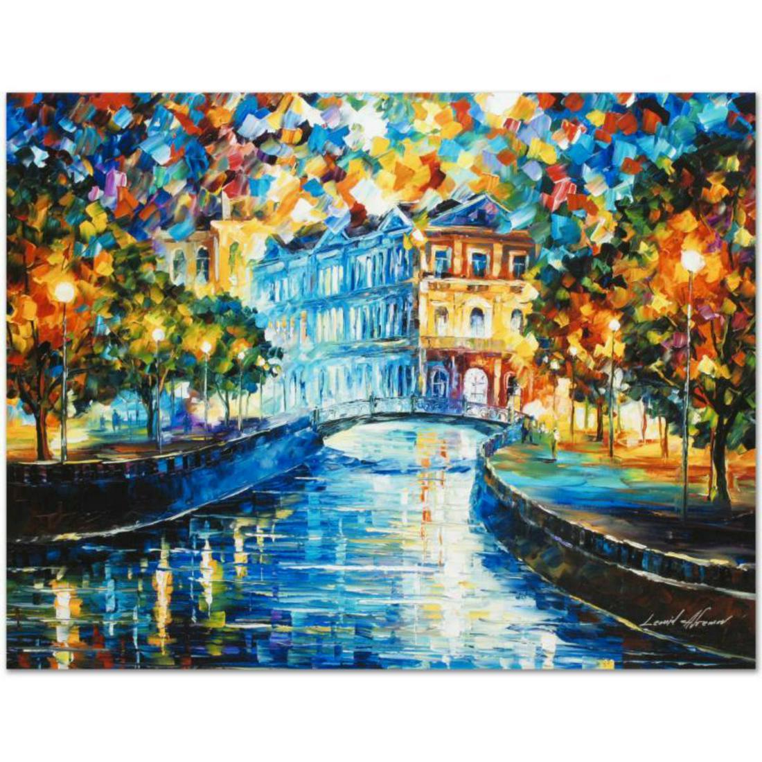Leonid Afremov (1955-2019) "House on the Hill" Limited: Leonid Afremov's (1955-2019) masterful use of color and texture make his paintings unique collectibles that are sure to brighten any wall. "House on the Hill" is a limited edition giclee on canvas. Th