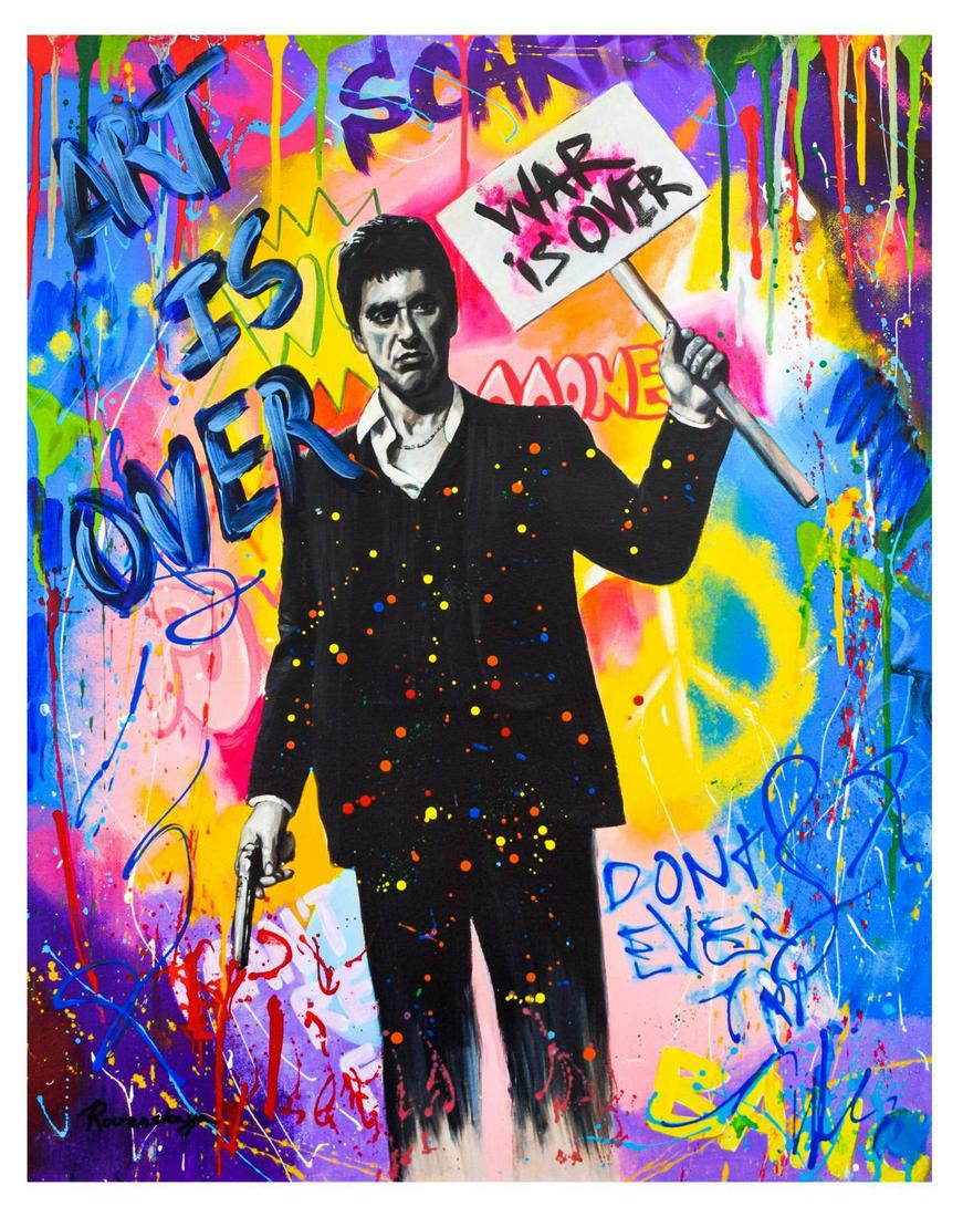 Nastya Rovenskaya- Mixed Media "War is Over": Artist: Nastya Rovenskaya. Medium: Mixed Media. Title: War is Over. Size (Unframed): 30" x 24". Certificate of Authenticity: From the publisher . Reference# 15327.