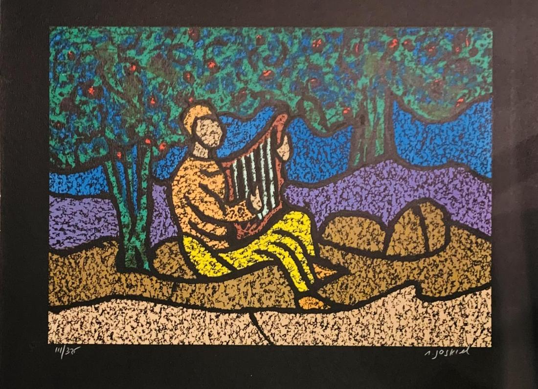 Avraham Yaskil Serigraph on paper "Harp": Artist: Avraham Yaskil. Medium: Serigraph on paper. Title: Harp. Signature: Hand signed and numbered . Size: 20x30". Reference# 30654.