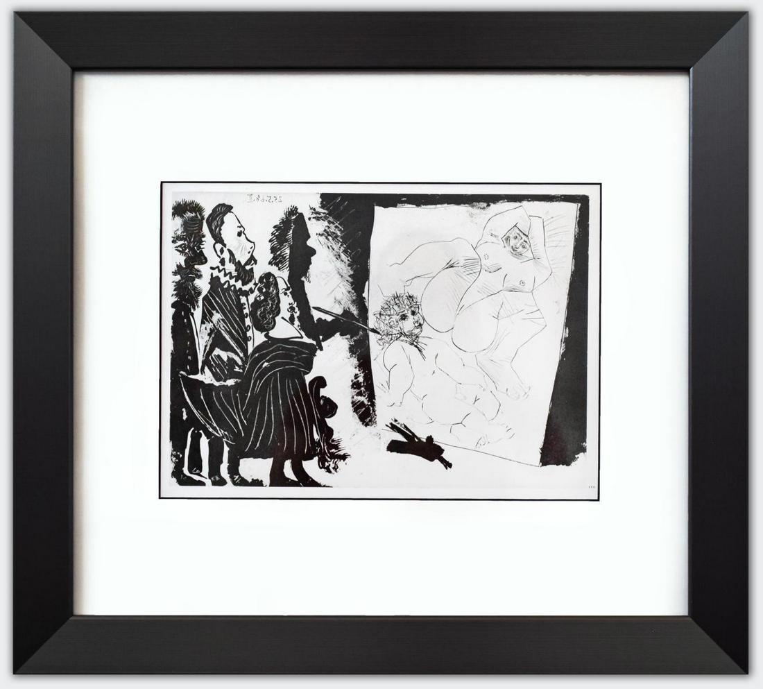 Pablo Picasso- Offset Lithograph "From The 347 Series": Artist: Pablo Picasso. Medium: Offset Lithograph. Title: From The 347 Series. Size (Unframed): 9" x 13". Size (Framed): 19" x 21". Additional: Custom framed. Unsigned and unnumbered. The 347 Series is