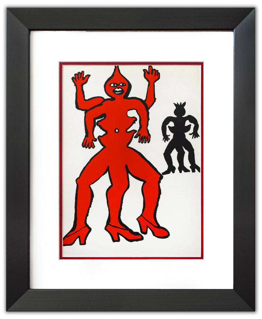 Alexander Calder- Lithograph "DLM212 - Une famille de: Artist: Alexander Calder. Medium: Lithograph. Title: DLM212 - Une famille de la-bas II. Size (Unframed): 15" x 11". Size (Framed): 23" x 19". Certificate of Authenticity: Is included. Additional: Year