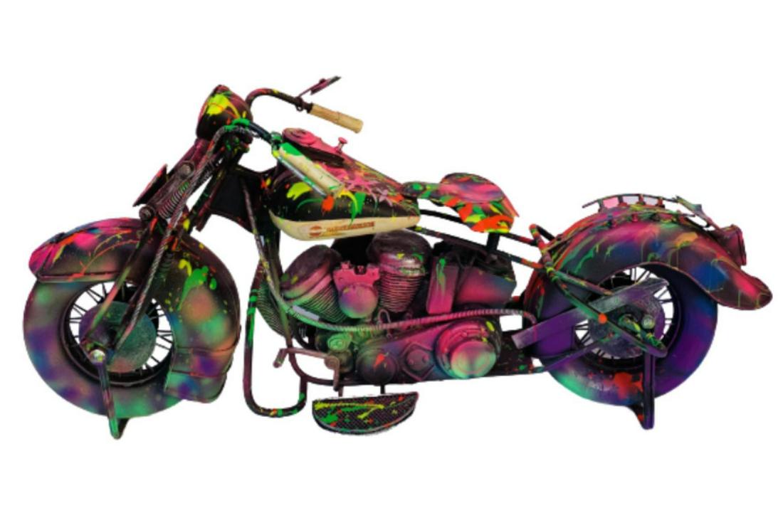 E.M. Zax- Hand Painted metal sculpture  "Harley (1 of 1)