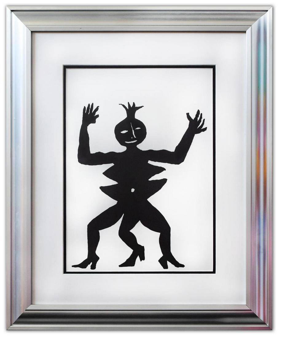 Alexander Calder- Lithograph "DLM212 - Mama Citron": Artist: Alexander Calder. Medium: Lithograph. Title: DLM212 - Mama Citron. Size (Unframed): 15" x 11". Size (Framed): 23" x 19". Certificate of Authenticity: Is included. Additional: Custom framed. Re