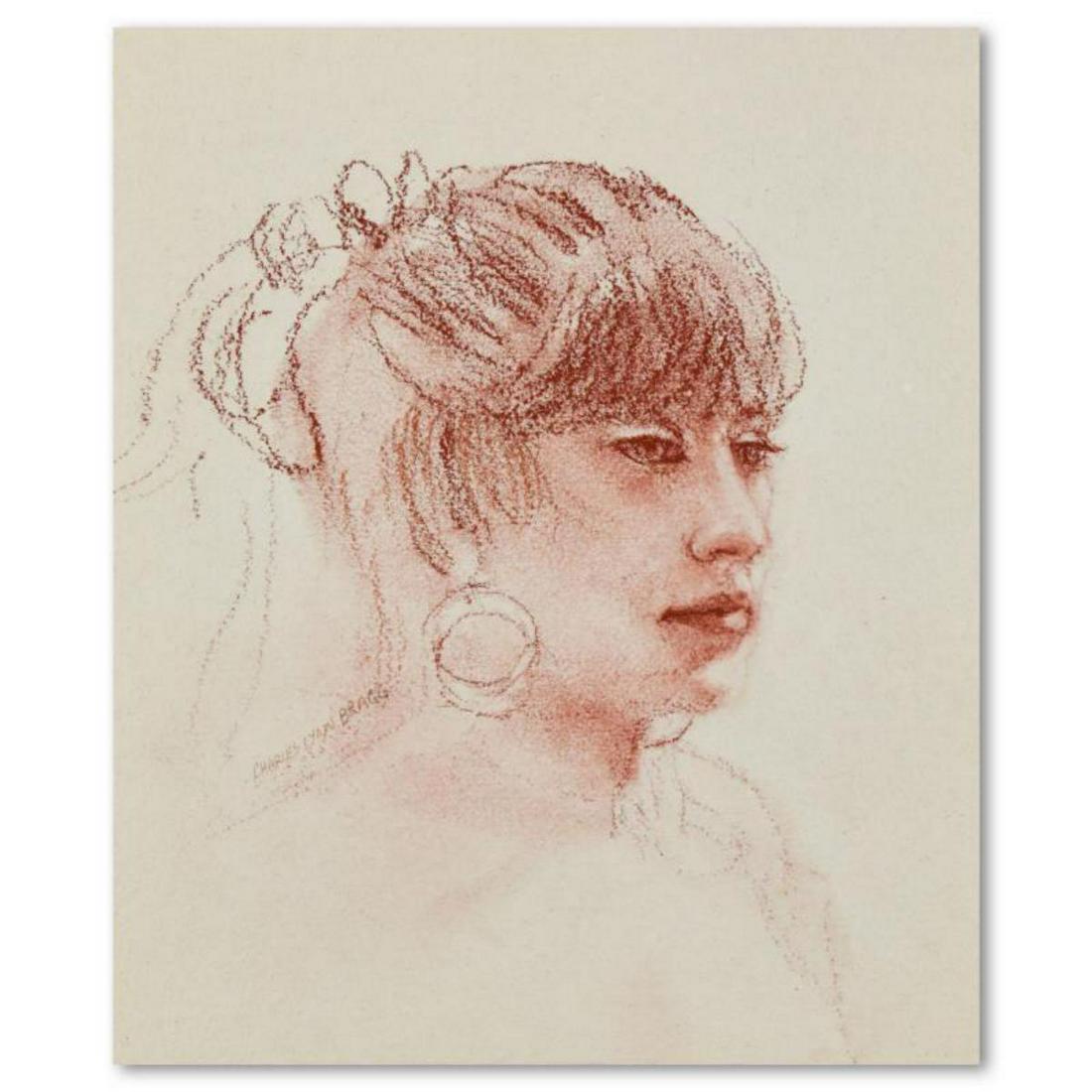 Charles Lynn Bragg, "Lisa" Original Conte Drawing, Hand (1 of 3)