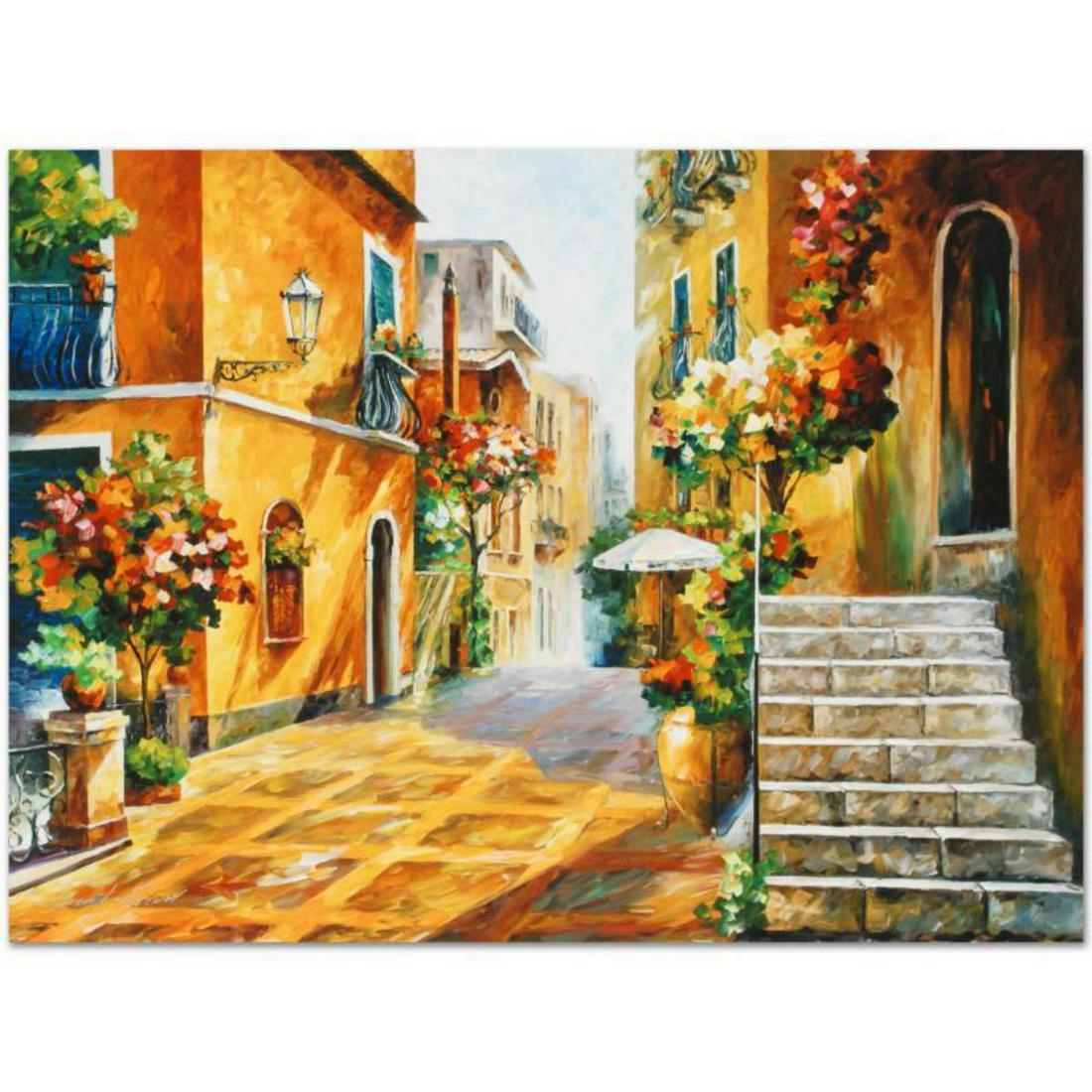 Leonid Afremov (1955-2019) "The Sun of Sicily" Limited: Leonid Afremov's (1955-2019) masterful use of color and texture make his paintings unique collectibles that are sure to brighten any wall. "The Sun of Sicily" is a limited edition giclee on canvas. Th