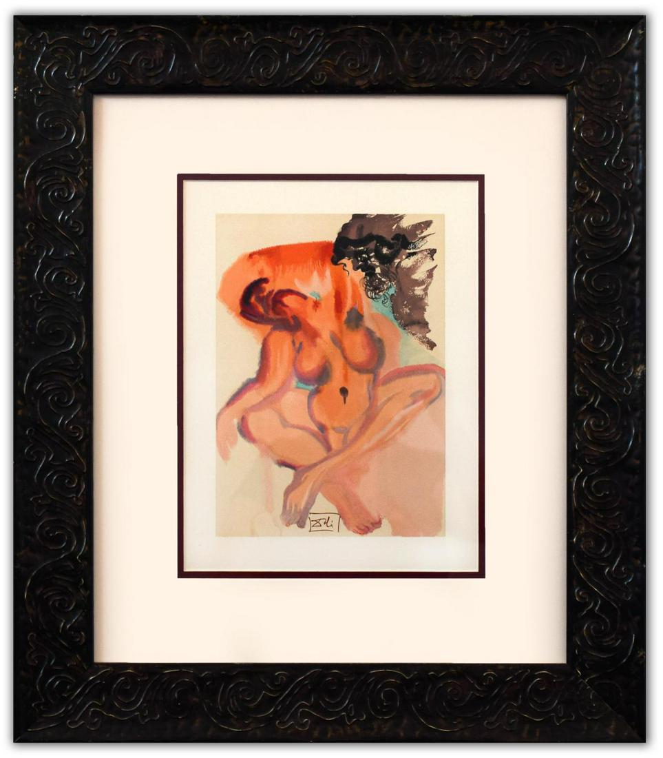 Salvador Dali- Original Color Woodcut on B.F.K. Rives: Artist: Salvador Dali. Medium: Original Color Woodcut on B.F.K. Rives Paper. Title: Purgatory 3. Size (Unframed): 13" x 10". Size (Framed): 22" x 18". Certificate of Authenticity: Is included. Additio
