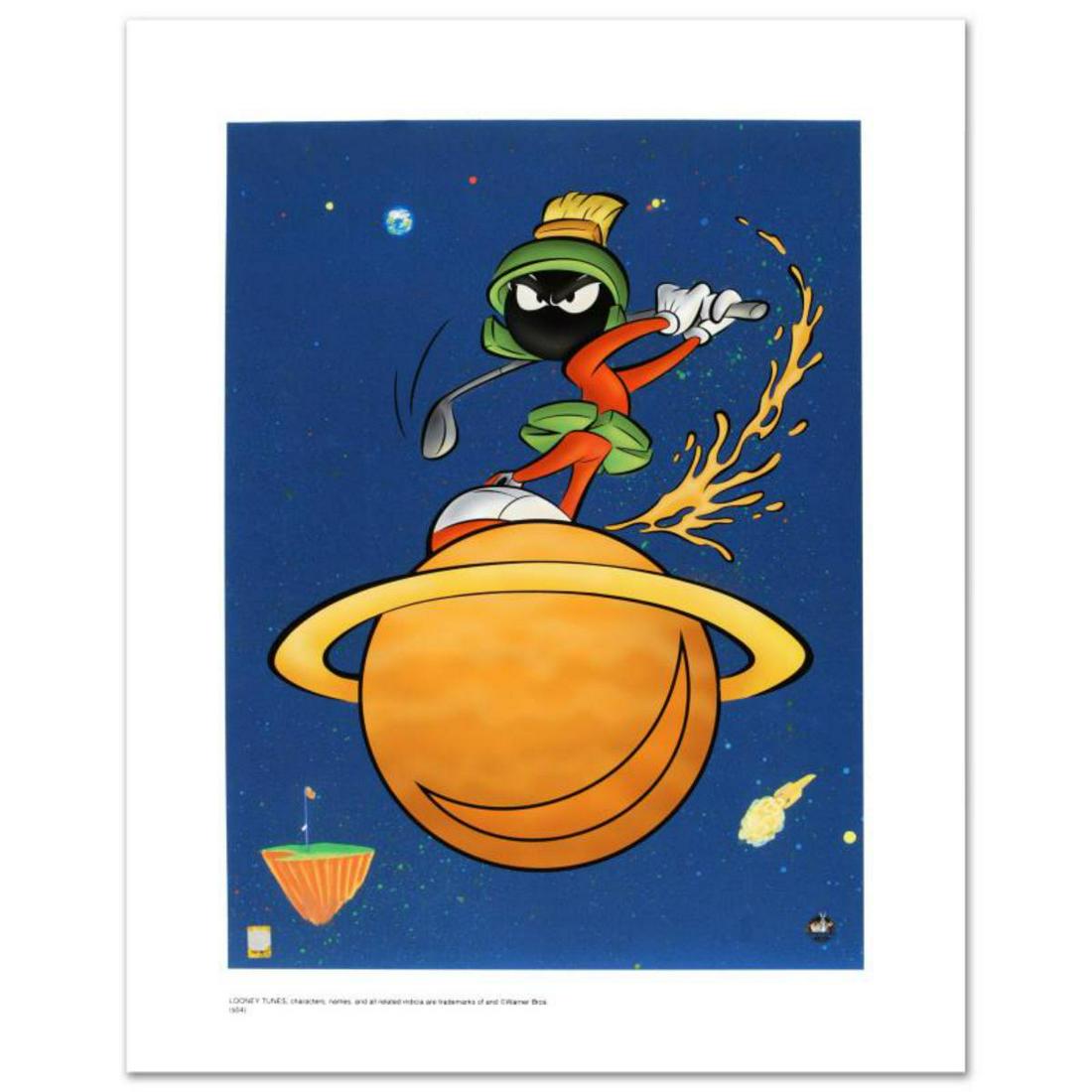 "Marvin Martian Golf" Limited Edition Giclee from: "Marvin Martian Golf" is a limited edition giclee on paper from Warner Bros., numbered with hologram seal of Authenticity. Also, includes Certificate of Authenticity! Measures approx. 20" x 16" (with