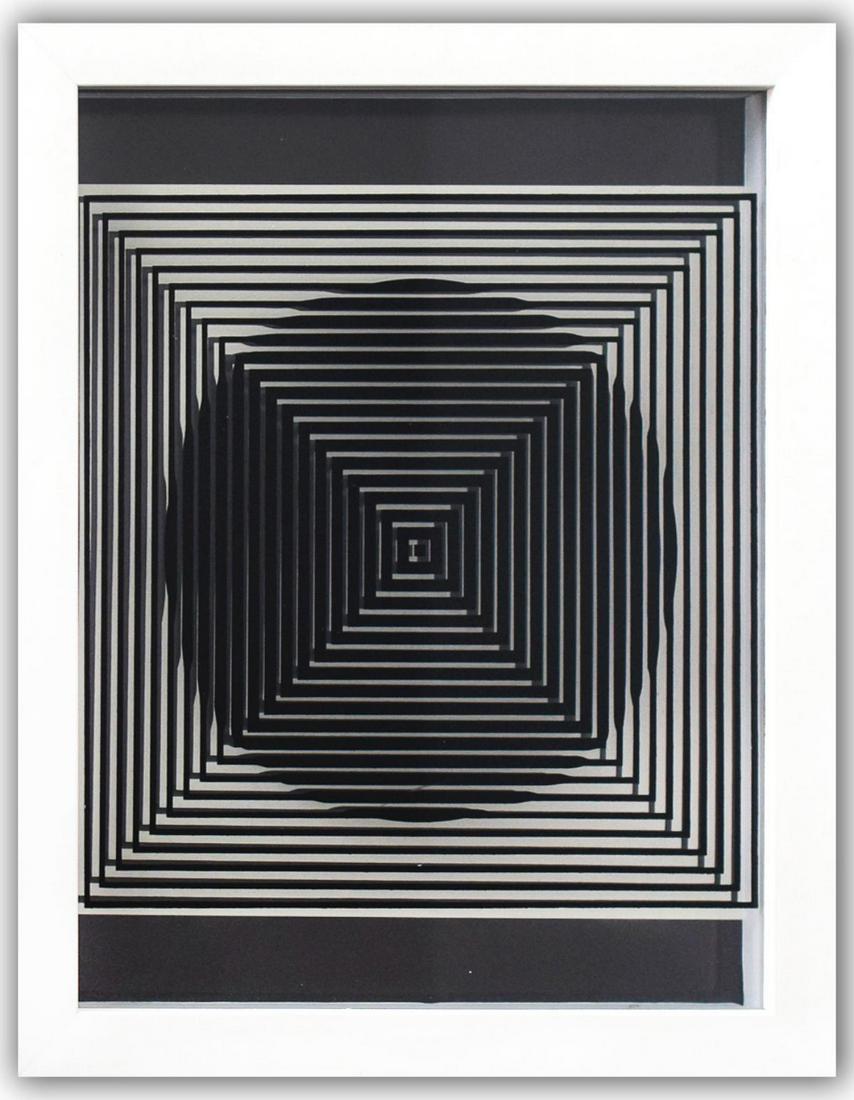 Victor Vasarely- 3D Wall Sculpture/object "Cinetiques": Artist: Victor Vasarely. Medium: 3D Wall Sculpture/object. Title: Cinetiques. Size (Unframed): 11" x 9". Size (Framed): 13" x 10.5". Additional: Custom Framed , 1973.