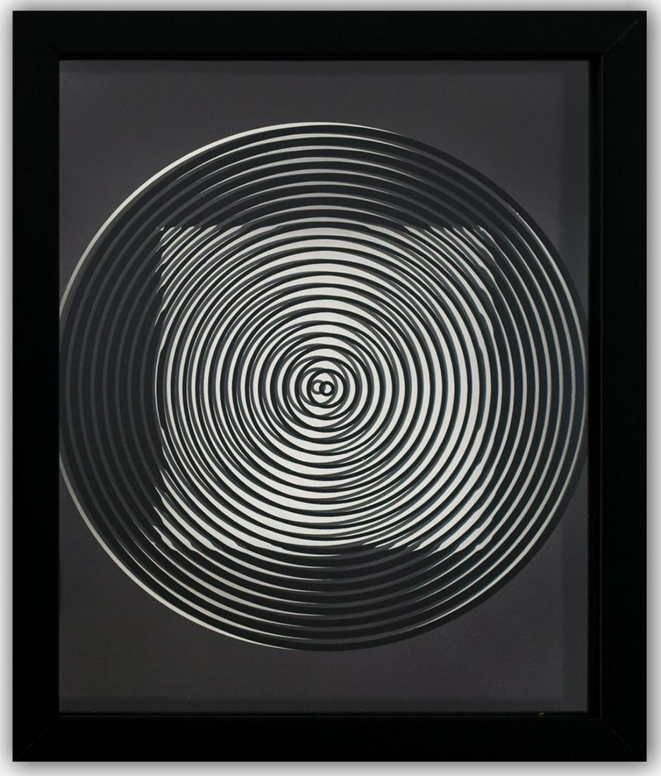 Victor Vasarely- 3D Wall Sculpture/object "Cinetiques": Artist: Victor Vasarely. Medium: 3D Wall Sculpture/object. Title: Cinetiques. Size (Unframed): 11" x 9". Size (Framed): 13" x 10.5". Additional: Custom Framed , 1973.