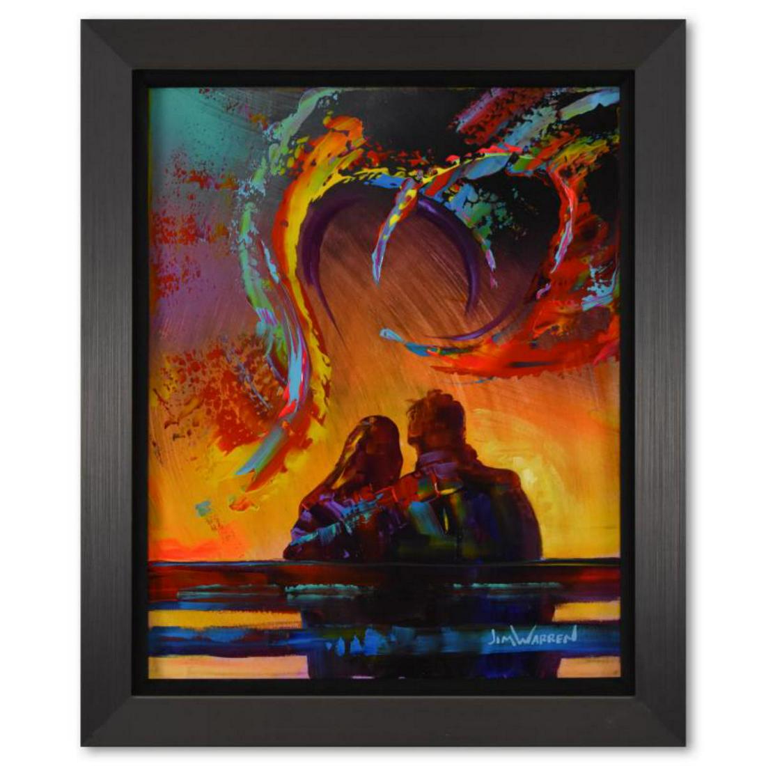 Jim Warren, "Watching Romantic Sunset" Framed Original (1 of 2)