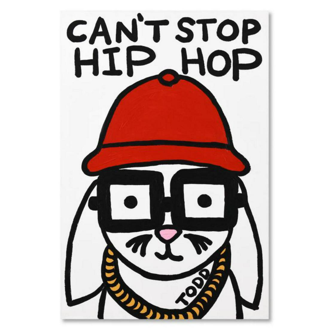 Todd Goldman, "Can't Stop Hip Hop" Original Acrylic: "Can't Stop Hip Hop" is an original acrylic painting on canvas by Todd Goldman, hand signed by the artist. This piece comes gallery wrapped. Includes Letter of Authenticity. Measures approx. 24" x 36"