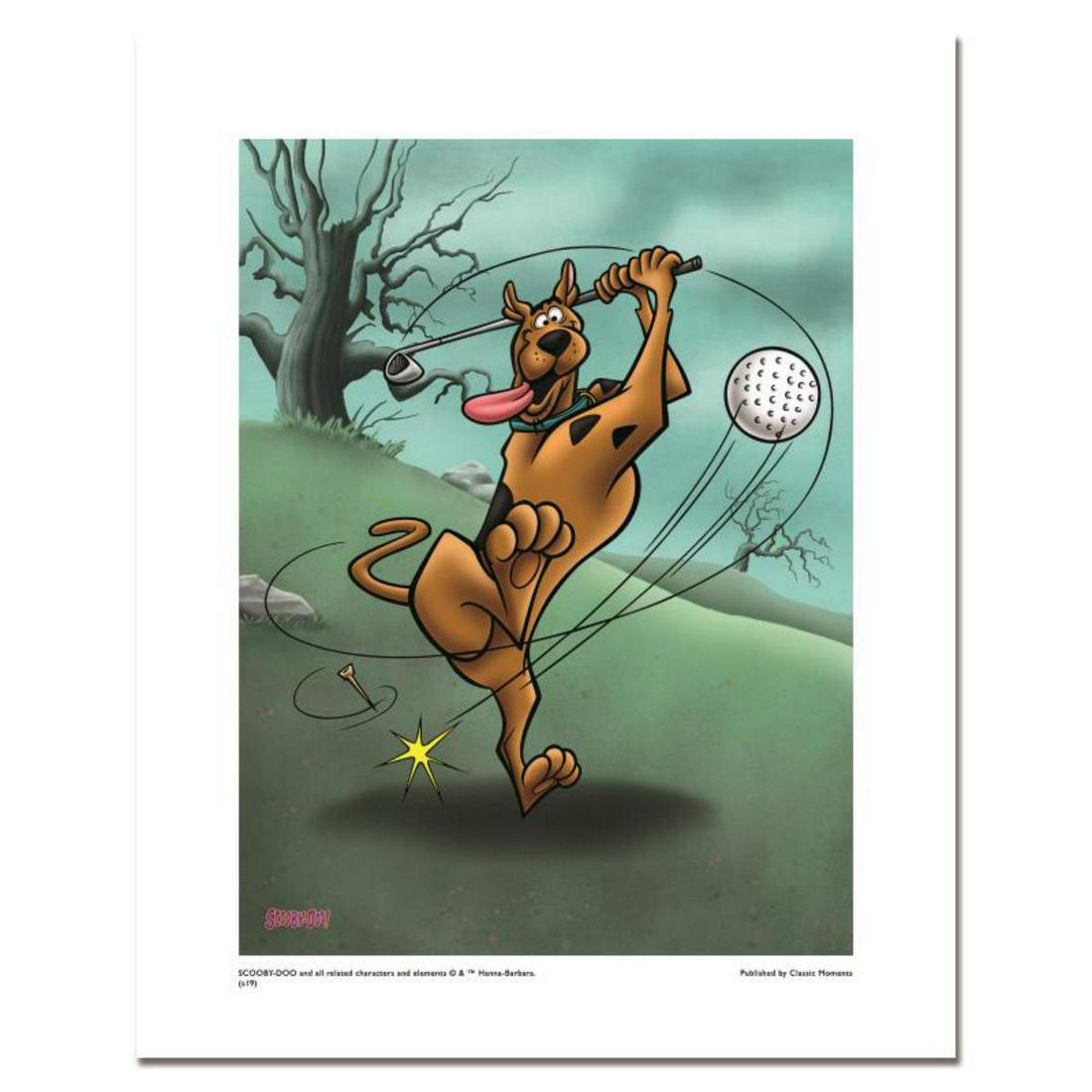 "Scooby Golf" Numbered Limited Edition Giclee from: "Scooby Golf" is a limited edition giclee on paper from Hanna-Barbera featuring the iconic Scooby Doo. It comes numbered, with hologram seal, and a Certificate of Authenticity! Measures approx. 20 x 1