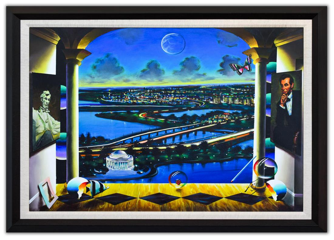 Ferjo- Original Oil on Canvas "Lincoln Over Looking" (1 of 3)