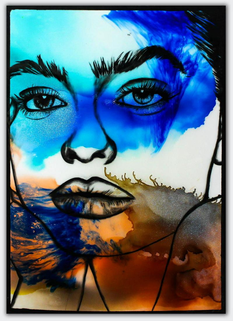 Hen Maman- Original Painting with Alcohol ink, acrylic, (1 of 3)