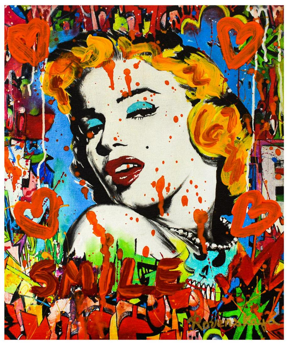 Nastya Rovenskaya- Mixed Media "Marilyn Monroe I": Artist: Nastya Rovenskaya. Medium: Mixed Media. Title: Marilyn Monroe I. Size (Unframed): 10" x 8". Certificate of Authenticity: From the publisher. Reference# 16810.