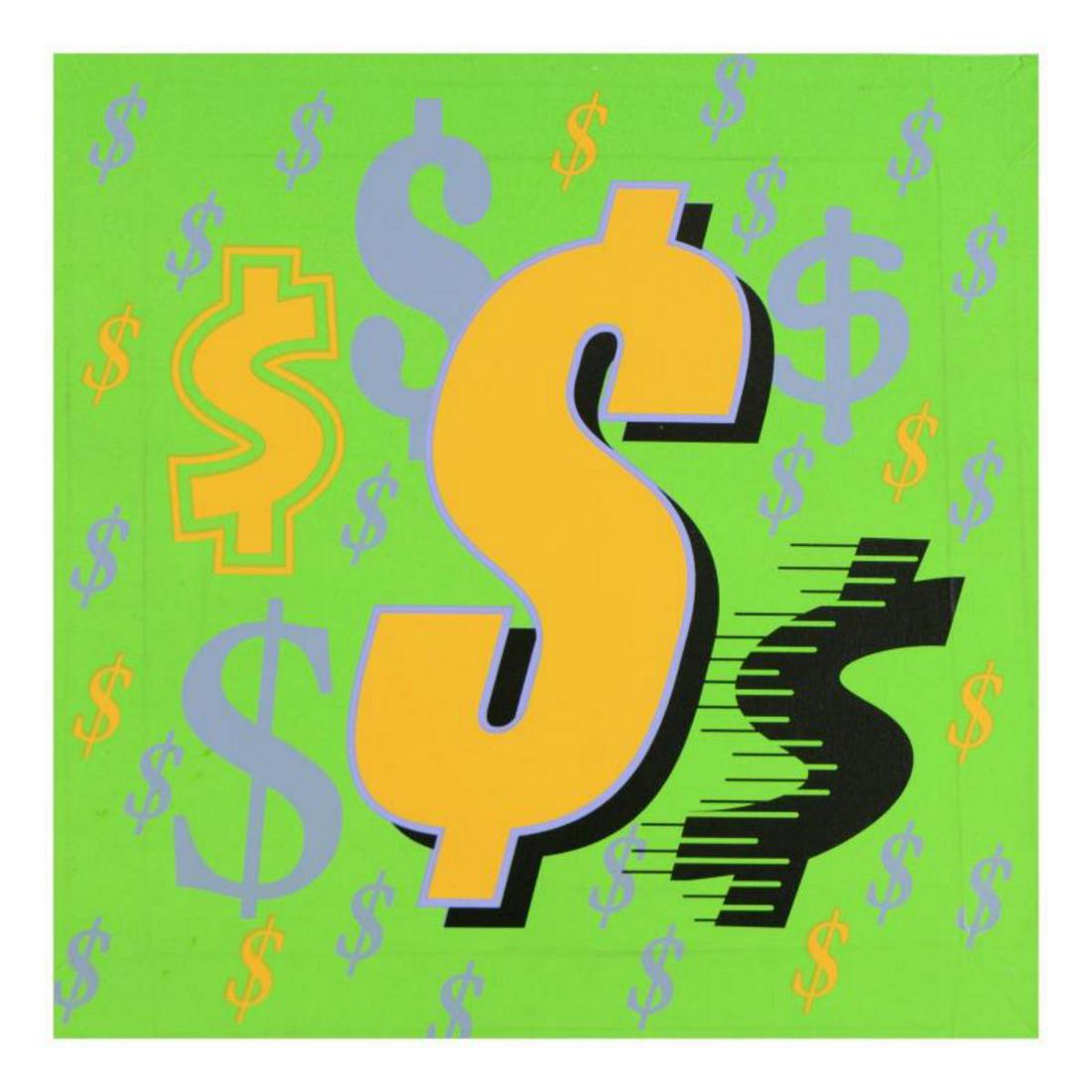 Steve Kaufman (1960-2010) "Dollar Signs (Green Italic)" (1 of 3)