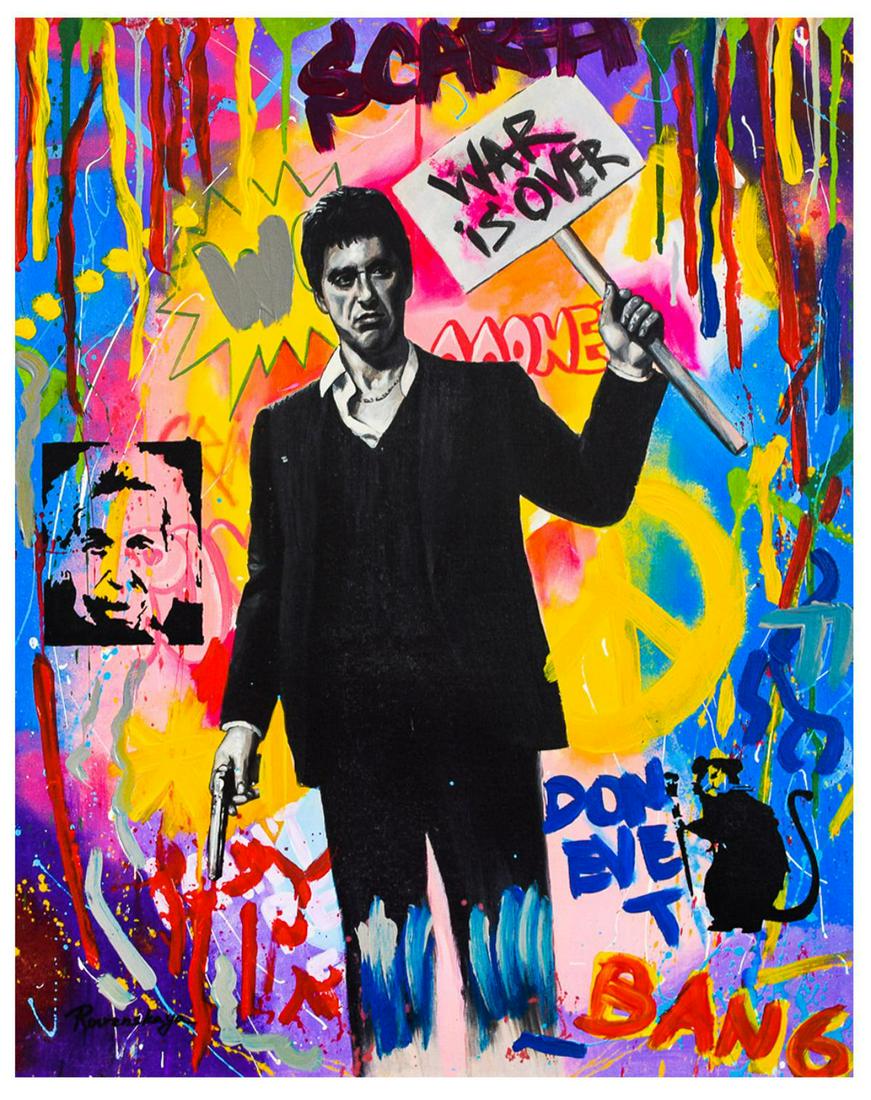 Nastya Rovenskaya- Mixed Media "War is Over": Artist: Nastya Rovenskaya. Medium: Mixed Media. Title: War is Over. Size (Unframed): 24" x 20". Certificate of Authenticity: From the publisher. Reference# 17206.