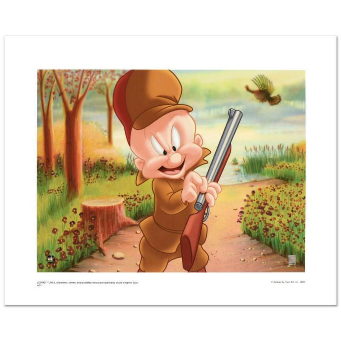 "Elmer Hunting" Limited Edition Giclee from Warner: "Elmer Hunting" is a limited edition giclee on paper from Warner Bros., numbered with hologram seal of Authenticity. Also, includes Certificate of Authenticity! Measures approx. 20" x 16" (with border