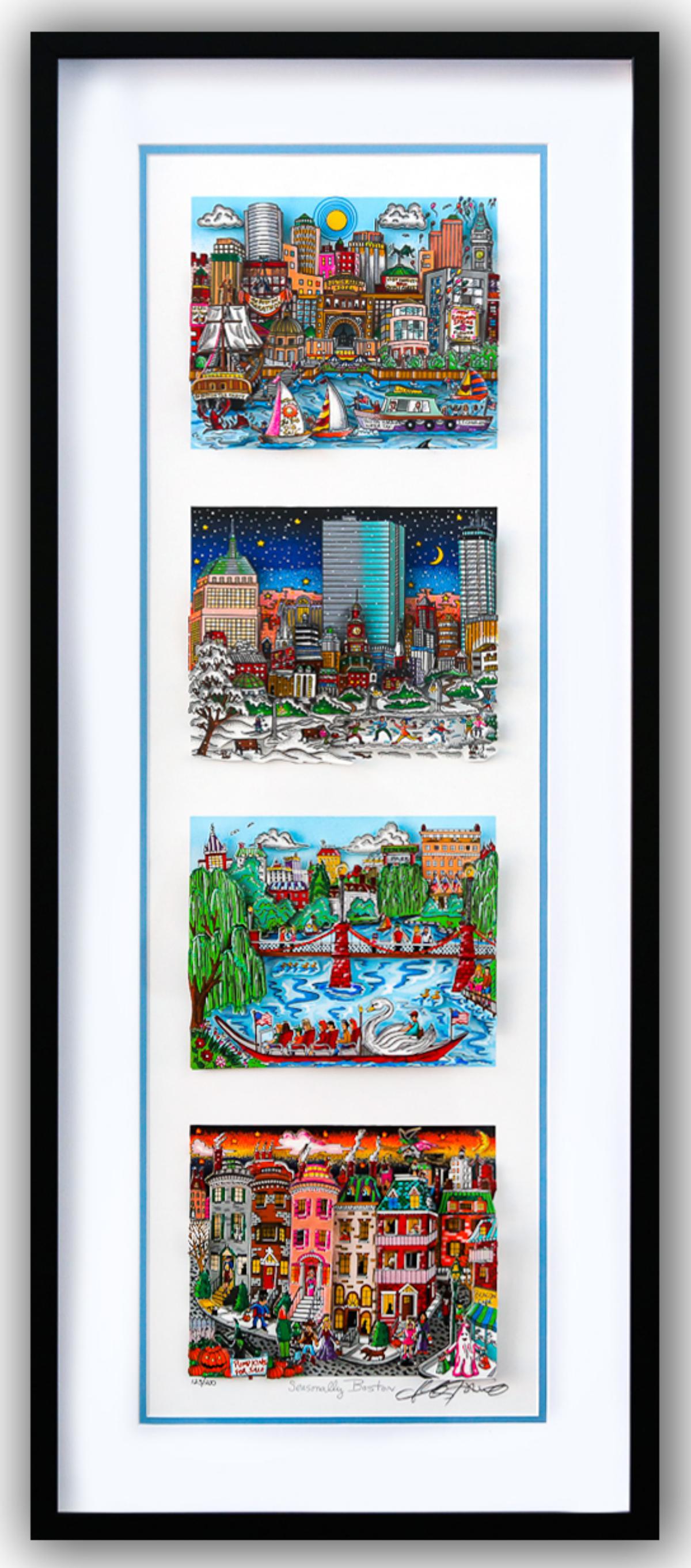 Charles Fazzino- 3D Construction Silkscreen Serigraph "Seasonally Boston" (1 of 3)