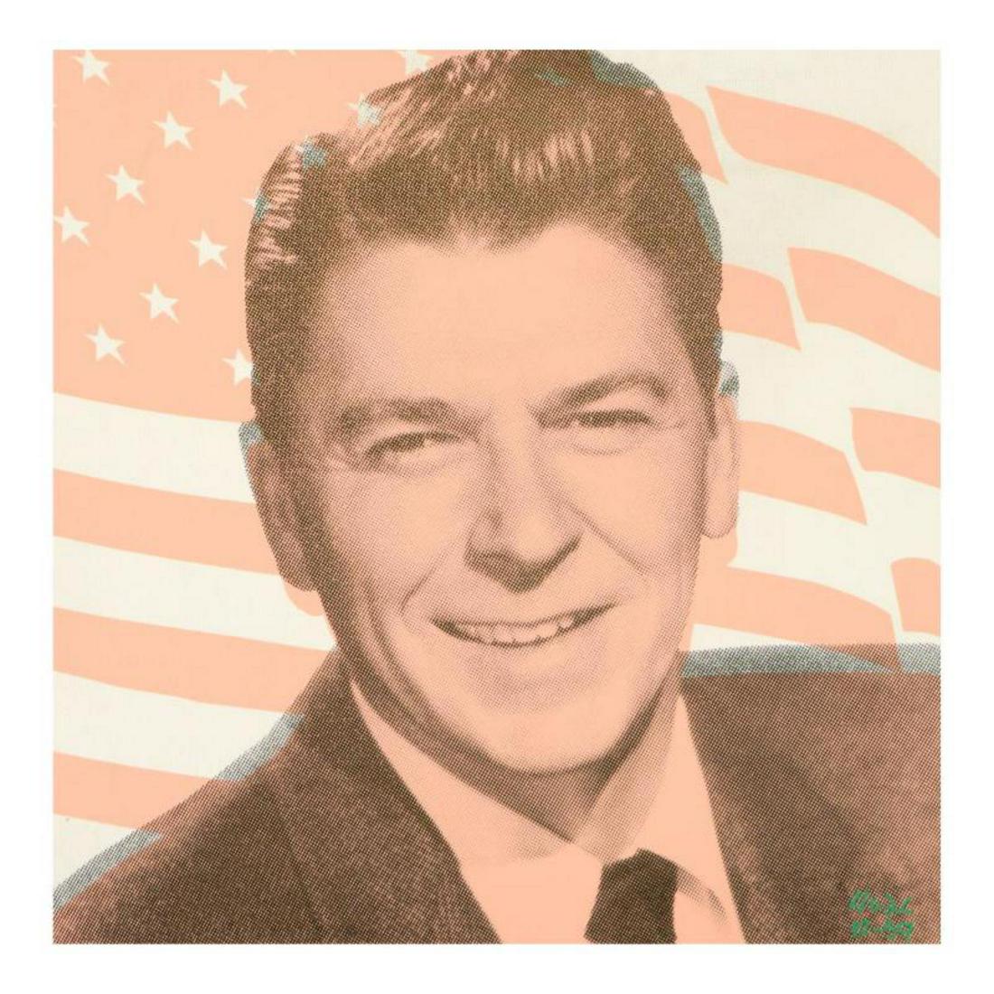 Ringo Daniel Funes (Protege of Andy Warhol's Apprentice, Steve Kaufman), "Ronald Reagan and Flag" (1 of 2)