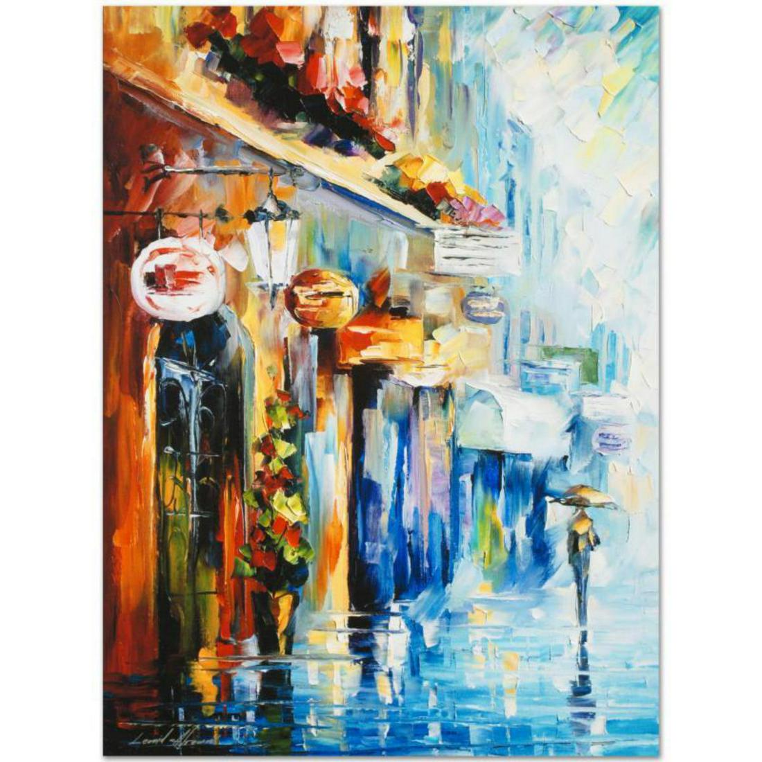 Leonid Afremov (1955-2019) "By the Light" Limited Edition Giclee on Canvas, Numbered and Signed.: Leonid Afremov's (1955-2019) masterful use of color and texture make his paintings unique collectibles that are sure to brighten any wall. "By the Light" is a limited edition giclee on canvas. The pie