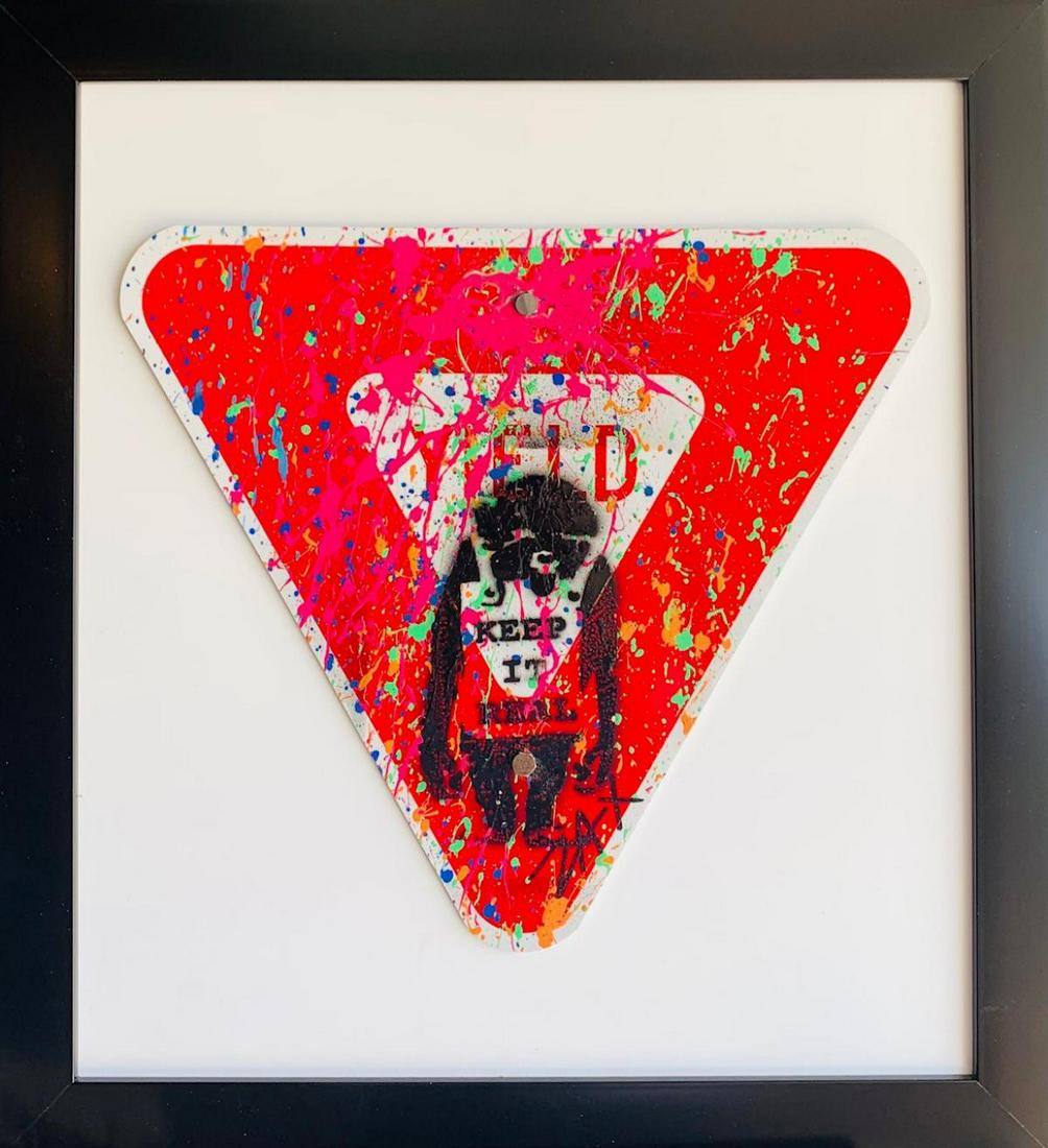 E.M. Zax Hand painted metal street sign "YEILD" (1 of 1)