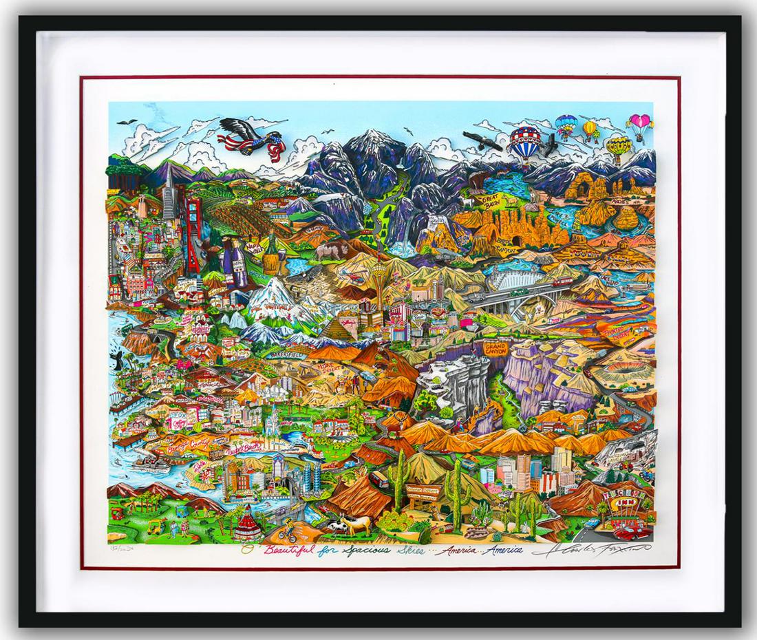 Charles Fazzino- 3D Construction Silkscreen Serigraph "O BEAUTIFUL FOR SPACIOUS (1 of 4)
