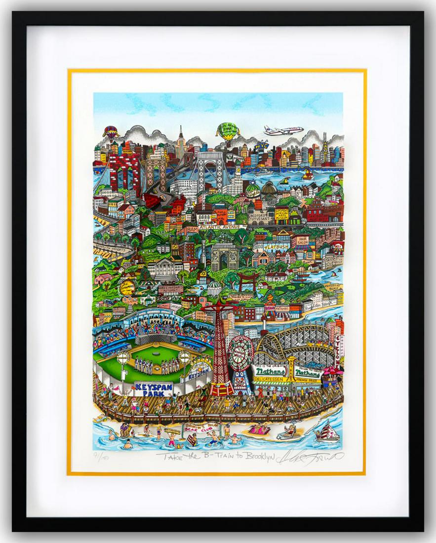 Charles Fazzino- 3D Construction Silkscreen Serigraph "Take the B-Train to Brooklyn" (1 of 3)