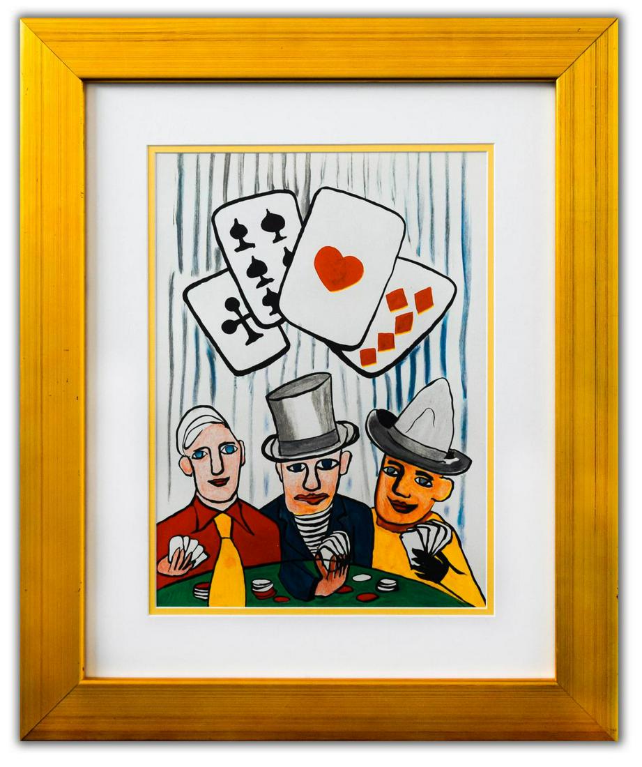 Alexander Calder- Lithograph "DLM212 - Joueurs de cartes I": Artist: Alexander Calder. Medium: Lithograph. Title: DLM212 - Joueurs de cartes I. Size (Unframed): 15" x 11". Measures approx. (Framed): 24" x 20". Certificate of Authenticity: Is included. Additiona