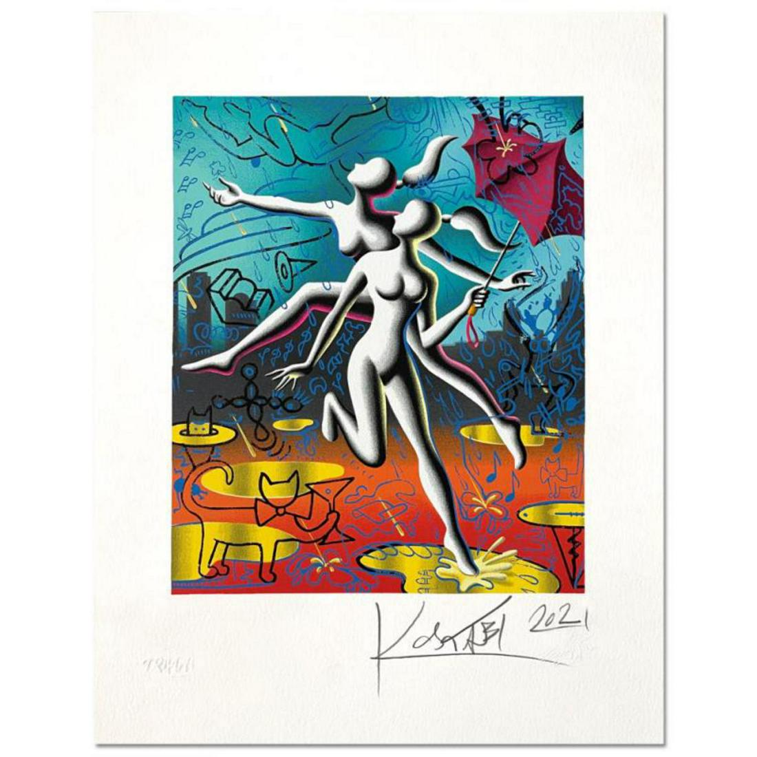 Mark Kostabi, "Samantha and Sabrina " Hand Signed Limited Edition Serigraph with COA: "Samantha and Sabrina " is a limited edition serigraph on paper by Mark Kostabi. The piece is numbered and hand signed by the artist and comes with a Certificate of Authenticity. Measures approximatel