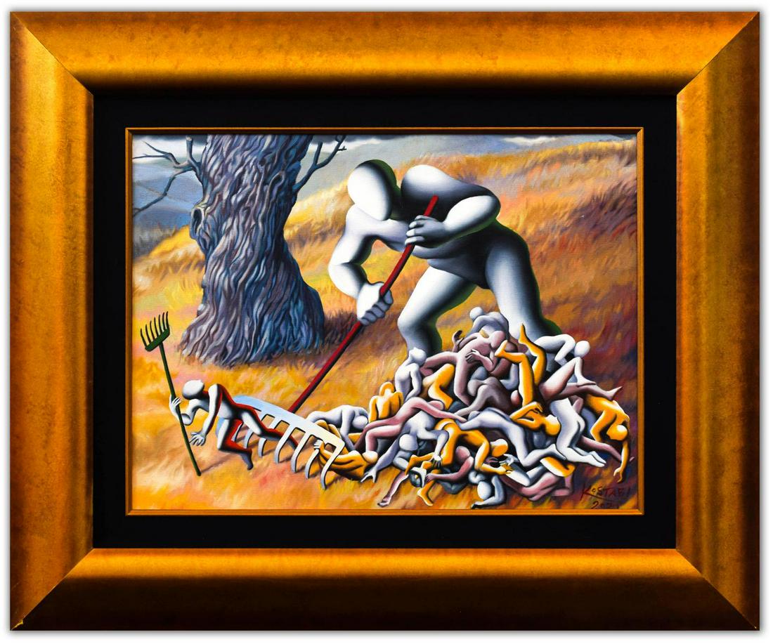 Mark Kostabi- Original Painting on Canvas "A Rake's Progress, 2021" (1 of 3)