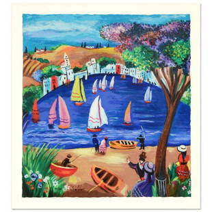 Shlomo Alter (1936-2021), "Near the Lake" Limited Edition Serigraph, Numbered and Hand Signed with: "Near the Lake" is a limited edition serigraph on paper, numbered hand signed by Shlomo Alter (1936-2021). Includes letter of authenticity. Measures approx. 14" x 15" (with border), 12.5" x 14"