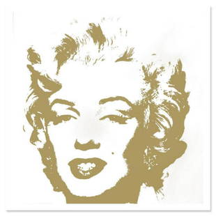 Andy Warhol "Golden Marilyn 11.41" Limited Edition Silk Screen Print from Sunday B Morning.: "Golden Marilyn 11.41" is a limited edition silk screen print on museum board from Sunday B Morning featuring the works of Andy Warhol. The piece is stamped in blue on the back with "Published by