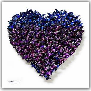 Patricia Govezensky- Original 3D Metal Art on Wood "Heart": Artist: Patricia Govezensky. Medium: Original 3D Metal Art on Wood. Title: Heart. Size (Unframed): 20" x 20". Certificate of Authenticity: From the publisher. Reference# 17647.