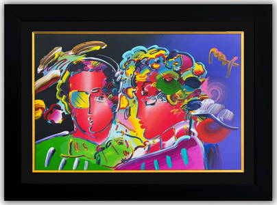 Peter Max- Original Mixed Media "Zero in Love"