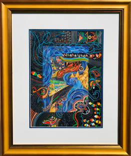 Raphael Abecassis Uniuqe one of akind on board "Exodus": Artist: Raphael Abecassis. Medium: Uniuqe one of akind on board. Title: Exodus. Signature: Hand Signed. Frame Size: 34x24". Reference# 31499.