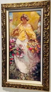 Jose Royo Serigraph on panel: Artist: Jose Royo. Medium: Serigraph on panel. Title: . Signature: Hand signed and numbered. Size: 30x18". Frame Size: 38x26". Reference# 31496.