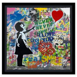 Mr. Brainwash, "Balloon Girl" Framed Original Mixed Media, Hand Signed with Certificate of