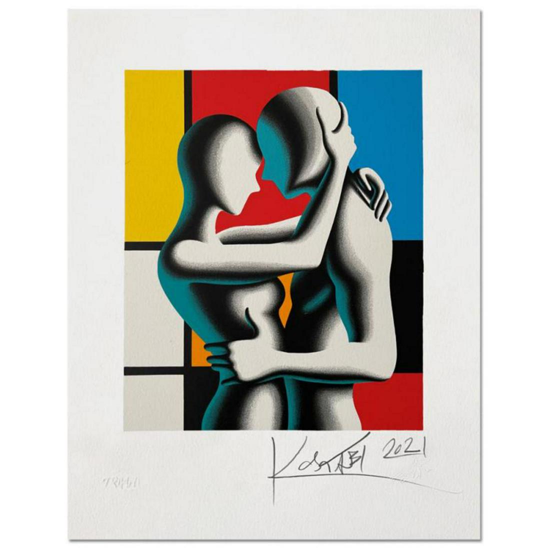 Mark Kostabi, "Modern love" Hand Signed Limited Edition Serigraph with COA: "Modern love" is a limited edition serigraph on paper by Mark Kostabi. The piece is numbered and hand signed by the artist and comes with a Certificate of Authenticity. Measures approximately 14" x 19