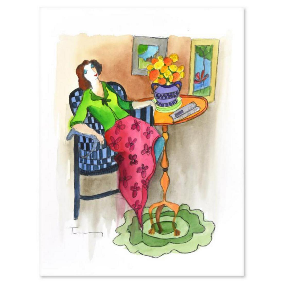 Itzchak Tarkay (1935-2012), Original Mixed Media Watercolor, Hand Signed with Certificate of (1 of 2)