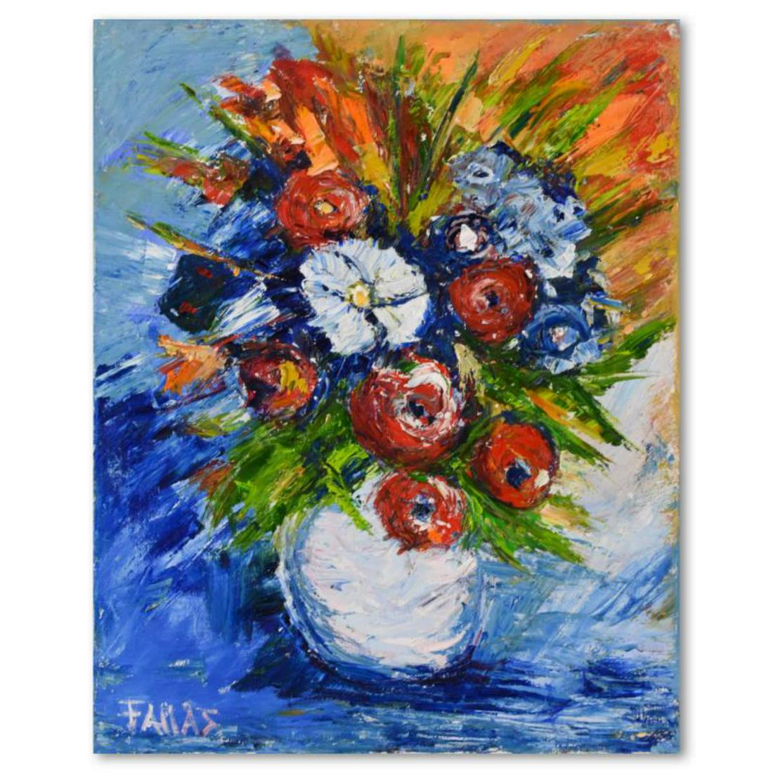 Elliot Fallas, "Spring Floral" Original Oil Painting on Canvas, Hand Signed with Letter of (1 of 2)