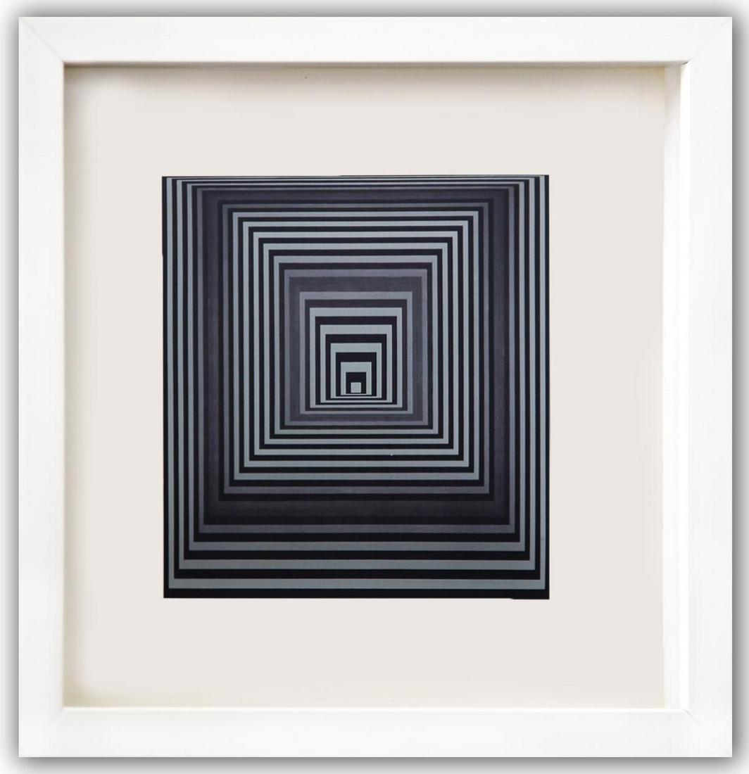 Victor Vasarely- Heliogravure Print "Untitled": Artist: Victor Vasarely. Medium: Heliogravure Print. Title: Untitled. Size (Unframed): 11" x 10". Size (Framed): 13" x 12". Additional: Custom Framed. Reference# 200640.