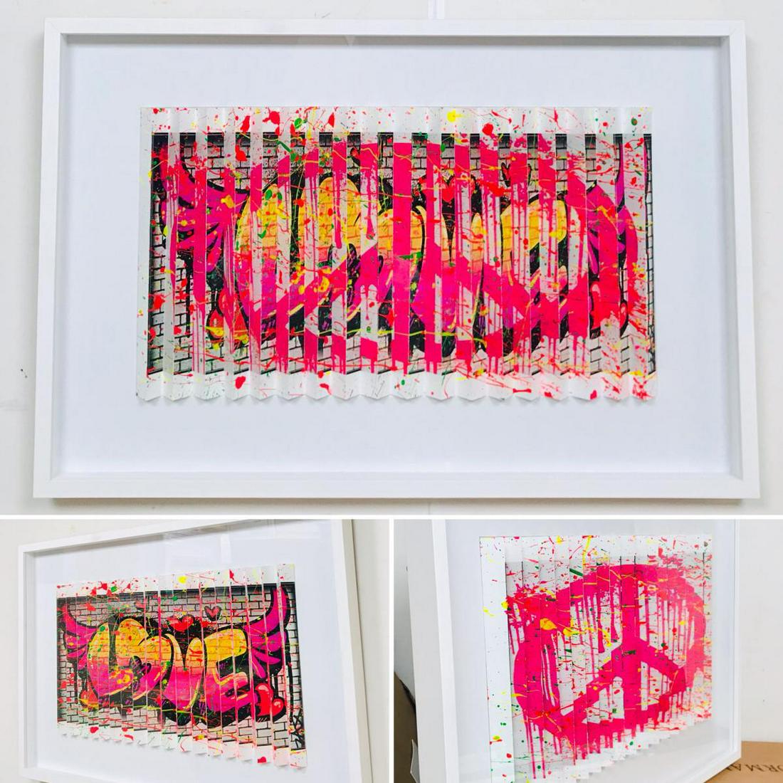 E.M. Zax- One-of-a-kind 3D polymorph mixed media on paper "Love & Peace" (1 of 1)