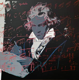 Andy Warhol- Silk Screen "Beethoven": Artist: Andy Warhol. Medium: Silk Screen. Title: Beethoven. Size (Unframed): 38 1/2" x 38 1/2". Certificate of Authenticity: Is Included. Additional: limited edition silk screen print on museum board