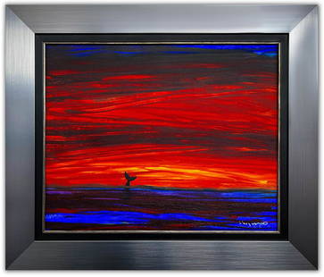 Wyland- Original Painting on Canvas "Sunrise": Artist: Wyland. Medium: Original Painting on Canvas. Title: Sunrise. Size (Unframed): 19" x 25". Measures approx. (Framed): 28" x 33". Certificate of Authenticity: Is included. Additional: Custom